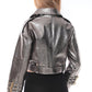 Silver Lamb Leather Snake Print Jacket with Golden Accents