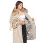 Elegant Beige Lama Coat with Fox Fur Accents