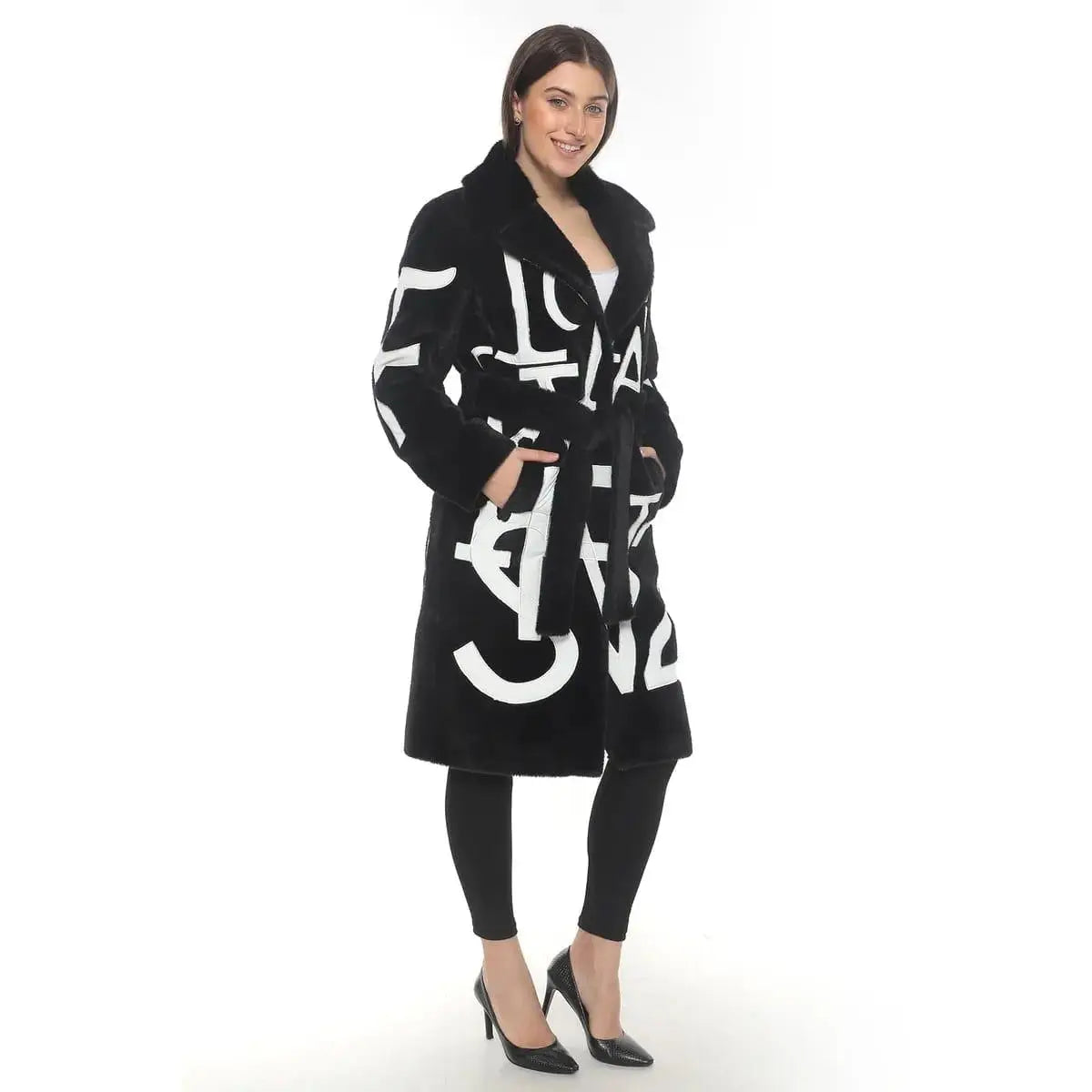 Womens black knee length 2025 coat