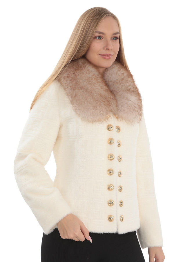 Winter Elegance: Alcantara Jacket with Fox Fur Collar