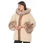 Ivory Lama and Fox Fur Winter Elegance Coat
