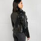 Black python  Leather Jacket with Chinchilla Fur Collar