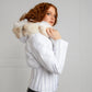Luxurious White Puff Jacket with Ethical Fox Fur Trim