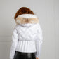 Luxurious White Puff Jacket with Ethical Fox Fur Trim