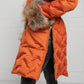 Arctic Glow: Luxe Orange Fox Fur-Trimmed Winter Jacket
