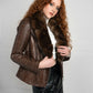 Luxe Python leather sable Fur Jacket with Zipper Closure