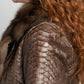 Luxe Python leather sable Fur Jacket with Zipper Closure