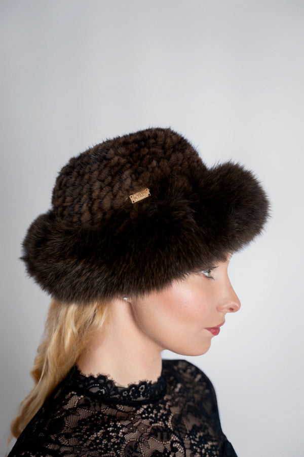 Brown Mink Fur Hat - Luxurious Winter Elegance