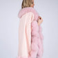 Vibrant Pink Cashmere Wool Scarf with Fox Fur Trim