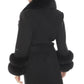 Black Cashmere Wool & Fox Fur Coat