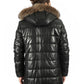 Regal Lambskin Leather Coat with Fox Fur Collar and Sheep Fur Lining