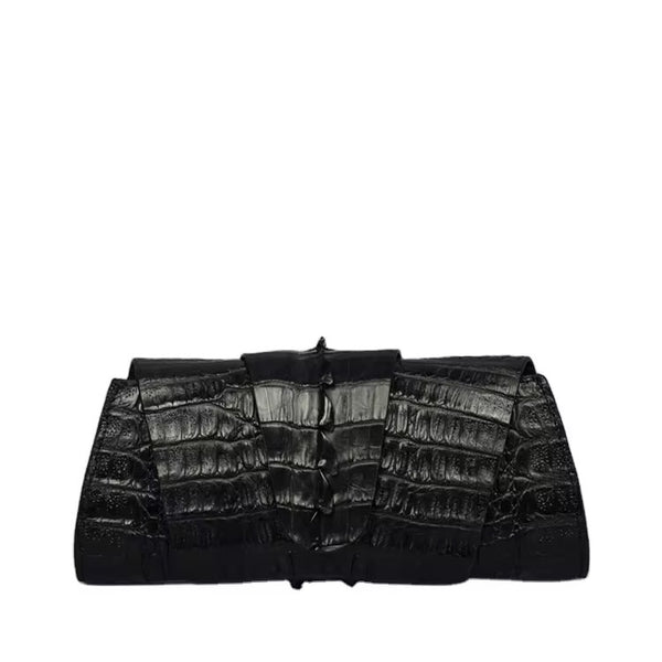 The Serenity Black Snake Embossed Leather Clutch