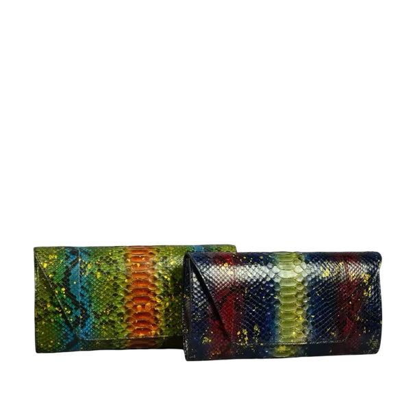 The Serenity Black Snake Embossed Leather Clutch