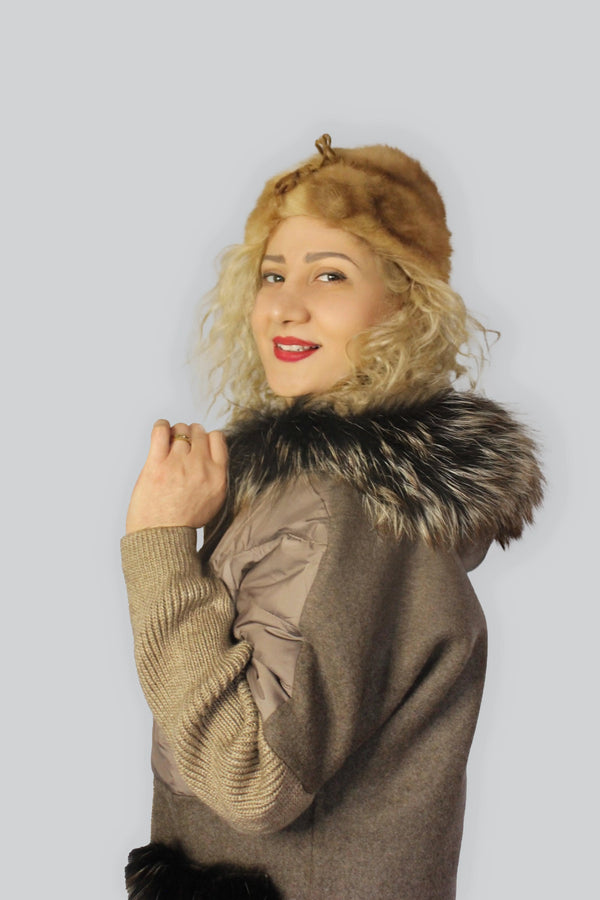 Cozy Handmade Wool &Racon Fur Coat