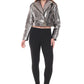Silver Lamb Leather Snake Print Jacket with Golden Accents