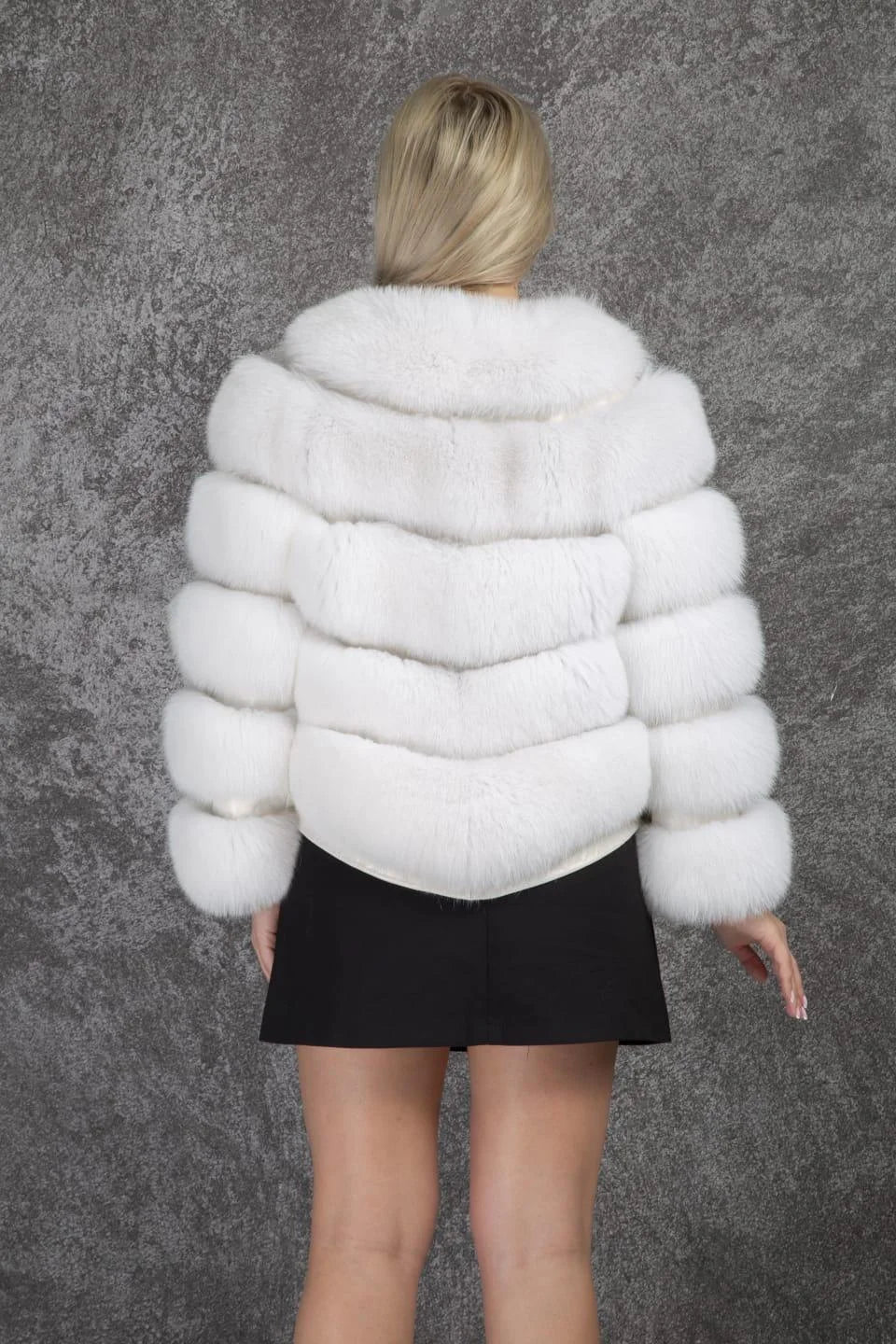 Kolleen Boutique Short-Length White Fox Fur Jacket