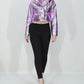 Light Purple Lamb Leather Snake Print Jacket with Golden Accents