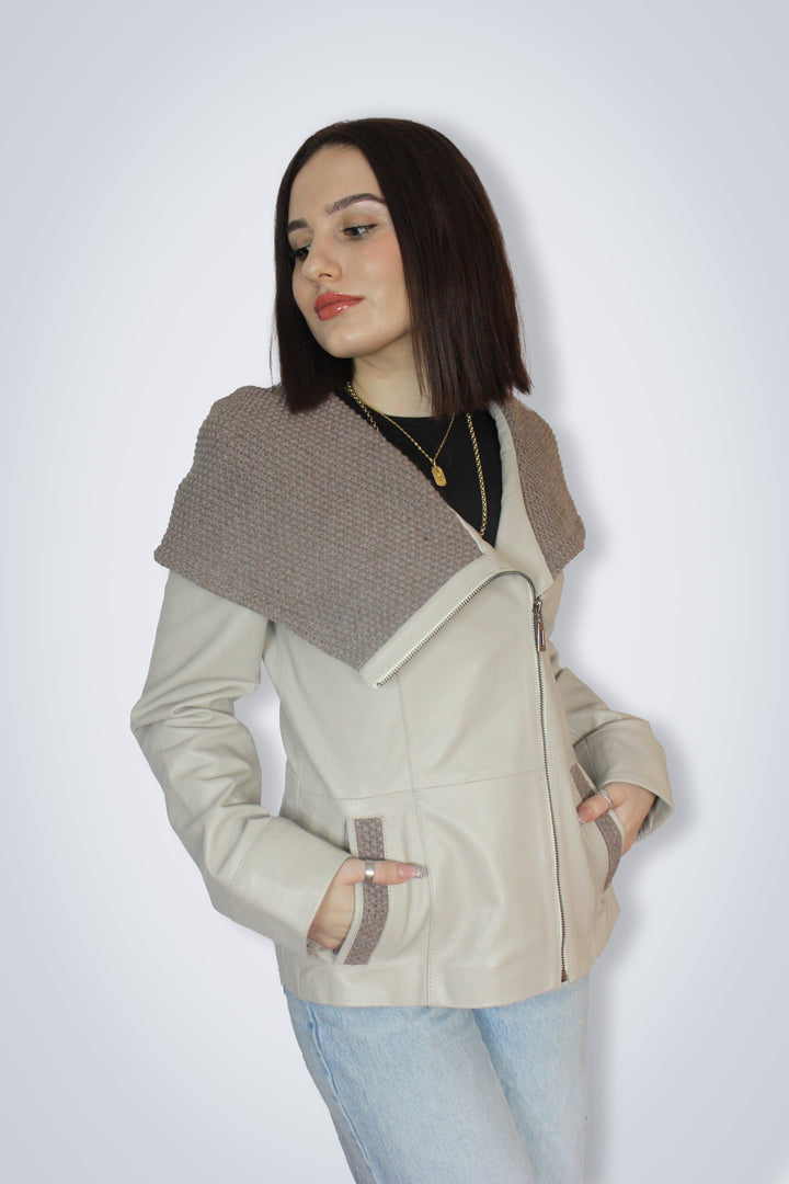 Beige Leather jacket - Kolleenboutique